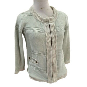 Cabi Light blue knitted cardigan fake pockets
